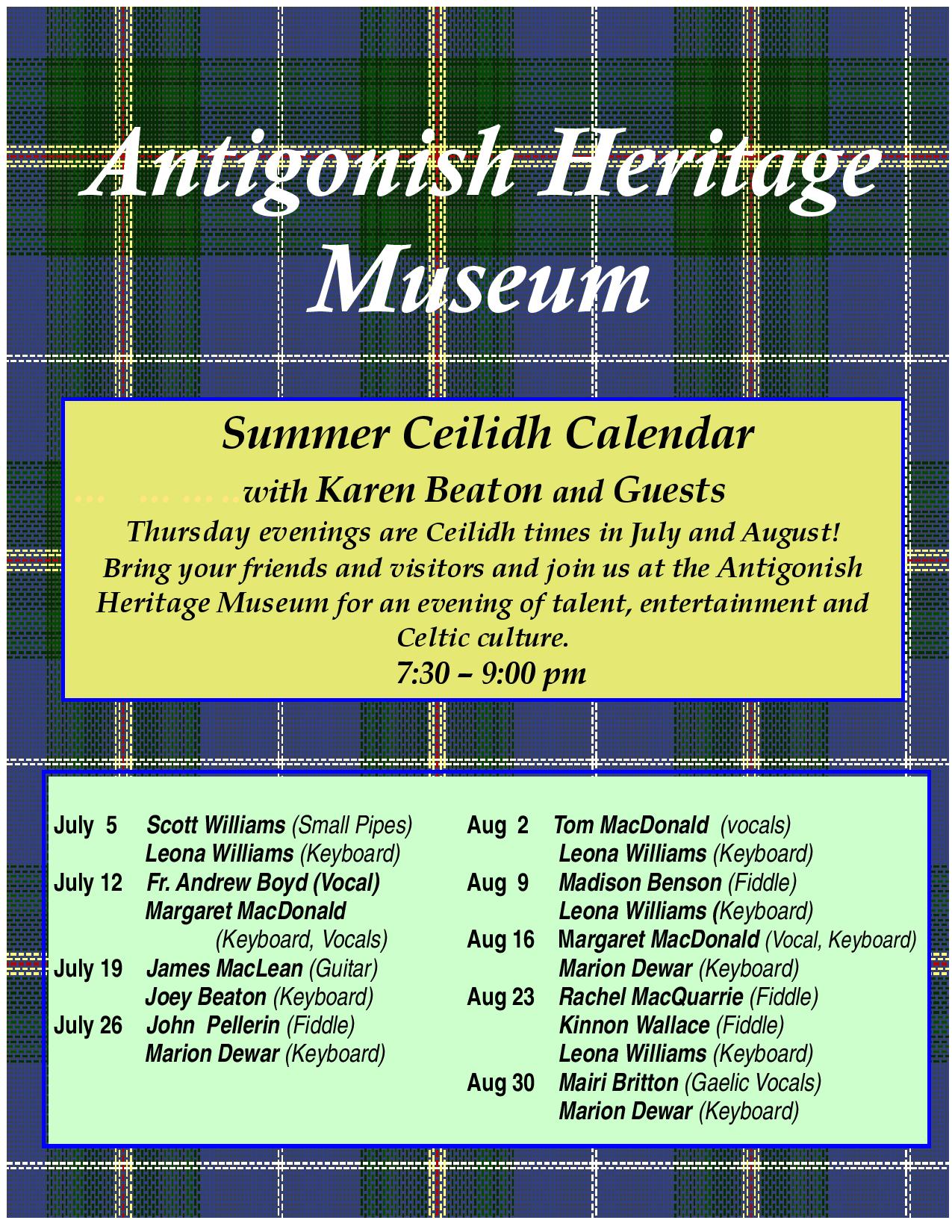 Antigonish Summer Ceilidh Calendar 2018 989 XFM